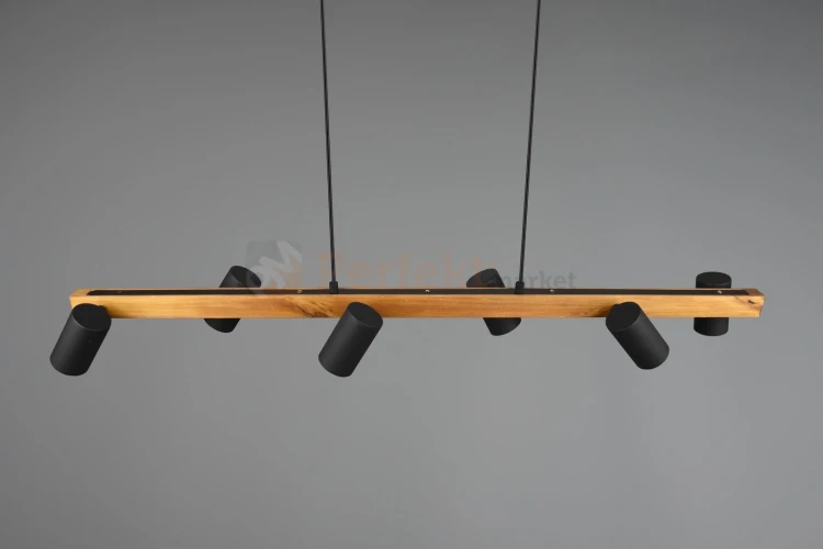 Lampa wisząca TRIO MARLEY na listwie drewno 6xGU10 czarne reflektorki 3 perfektmarket.webp