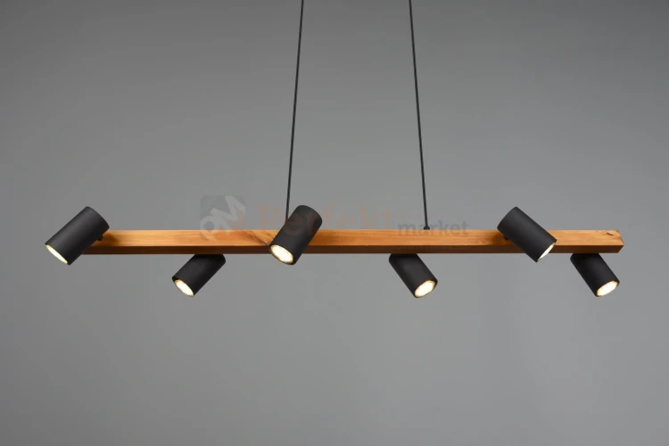 Lampa wisząca TRIO MARLEY na listwie drewno 6xGU10 czarne reflektorki 4 perfektmarket.webp