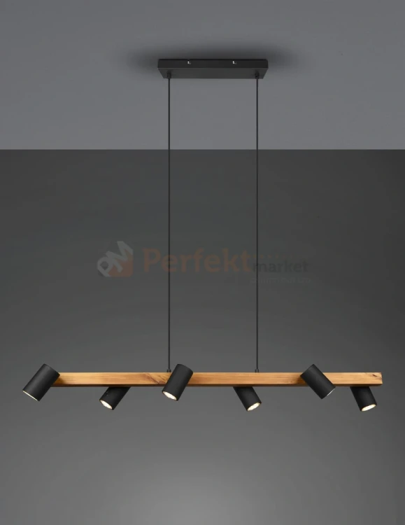 Lampa wisząca TRIO MARLEY na listwie drewno 6xGU10 czarne reflektorki 5 perfektmarket.webp