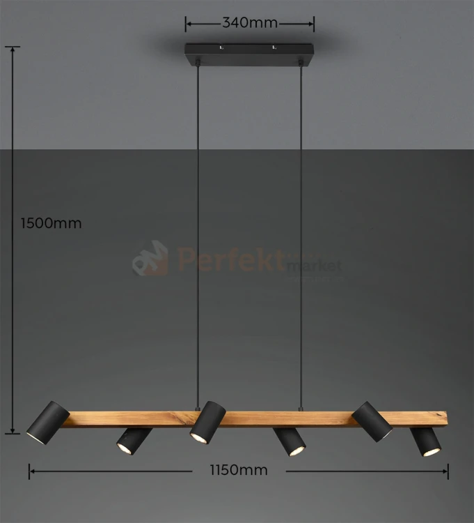 Lampa wisząca TRIO MARLEY na listwie drewno 6xGU10 czarne reflektorki 6 perfektmarket.webp