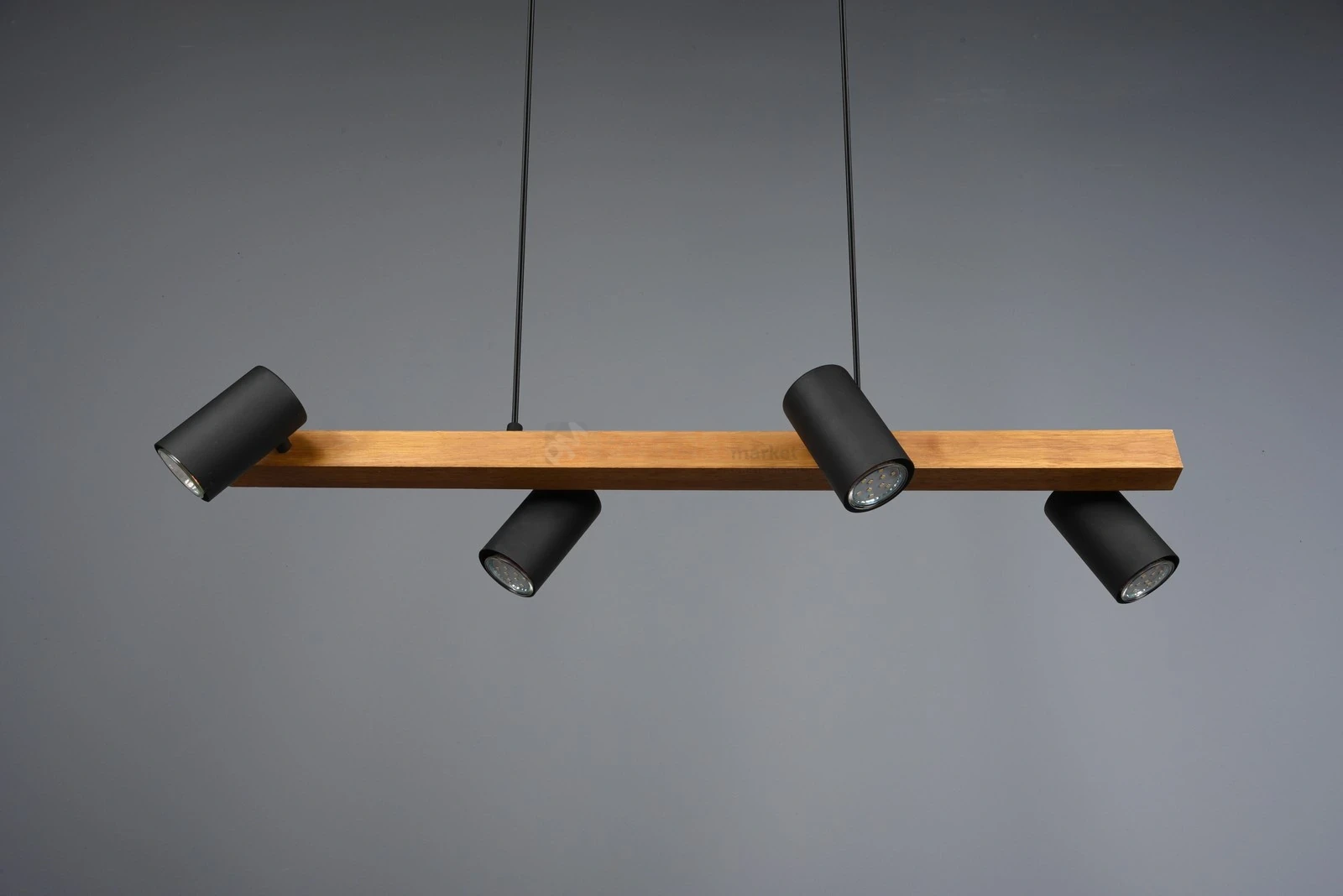 Lampa wisząca TRIO MARLEY 312490432 na listwie drewno 4xGU10 czarne reflektorki 1 perfektmarket.webp