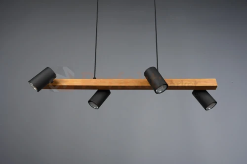 Lampa wisząca TRIO MARLEY 312490432 na listwie drewno 4xGU10 czarne reflektorki 1 perfektmarket.webp