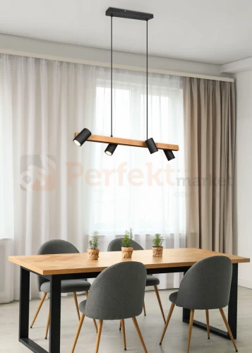 Lampa wisząca TRIO MARLEY 312490432 na listwie drewno 4xGU10 czarne reflektorki 2 perfektmarket.webp