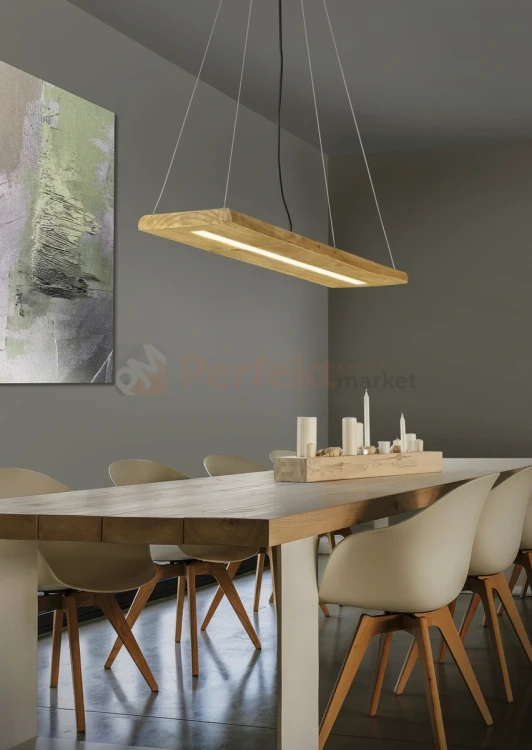 Lampa wisząca LED drewno belka TRIO BRAD 27W 3000K dimm aranżacja perfektmarket.webp