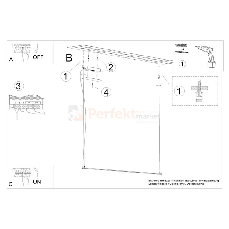 Lampa wisząca LED Gren liniowa delikatna 120 cm 3000K TH.277 Thoro montaż perfektmarket.webp