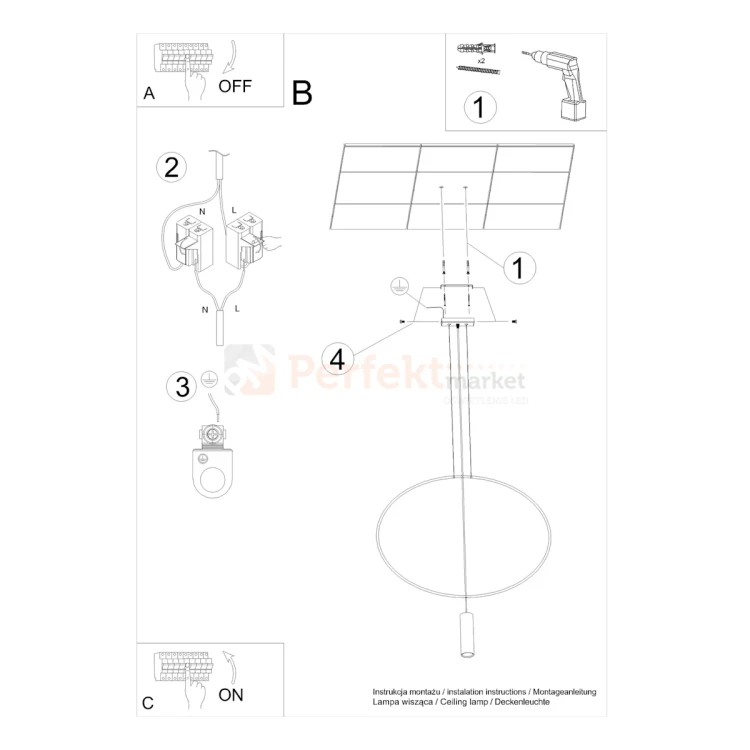 Lampa wisząca HOLAR 1 czarna koło ring TH.016CZ montaż Thoro perfektmarket.webp