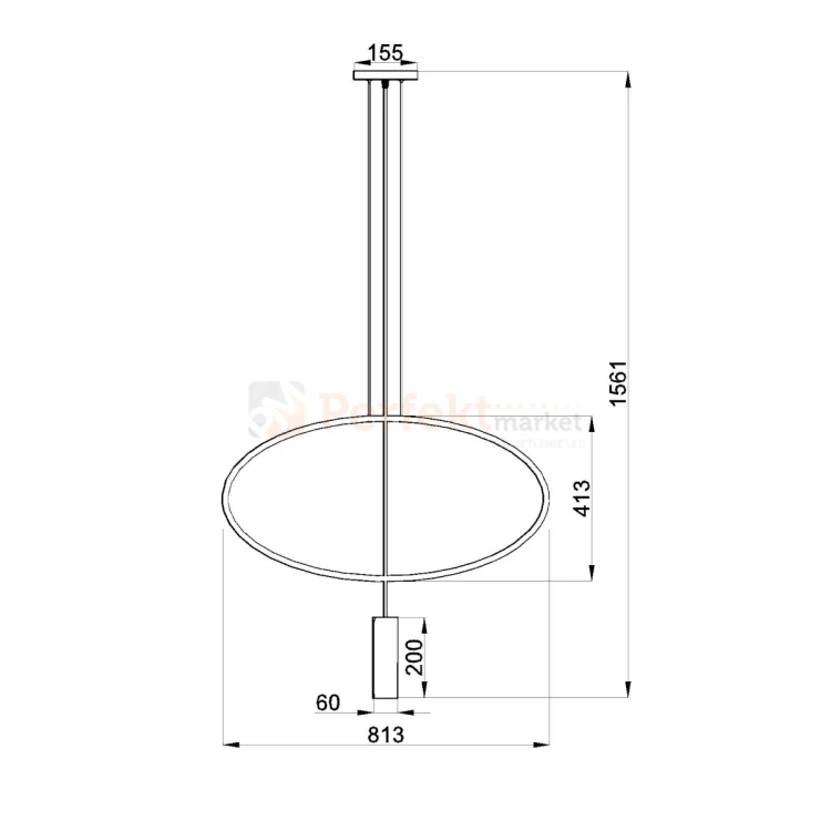 Lampa wisząca HOLAR 1 czarna koło ring TH.016CZ wymiary Thoro perfektmarket.webp