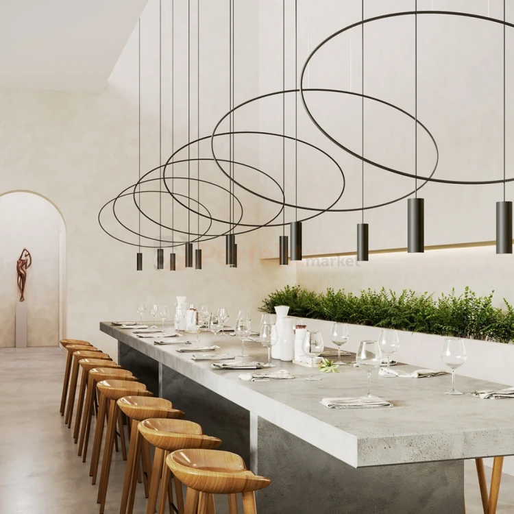 Lampa wisząca HOLAR 2 czarna koło ring TH.017CZ Thoro aranżacja 1 perfektmarket.webp