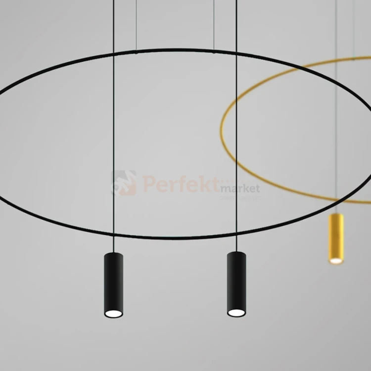 Lampa wisząca HOLAR 2 czarna koło ring TH.017CZ Thoro aranżacja perfektmarket.webp