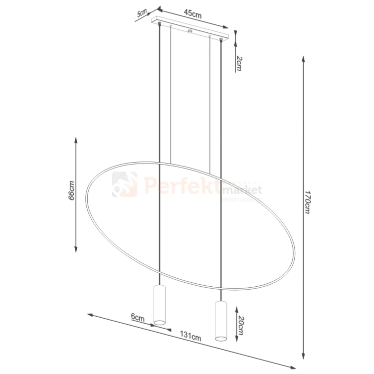 Lampa wisząca HOLAR 2 czarna koło ring TH.017CZ Thoro wymiary perfektmarket.webp