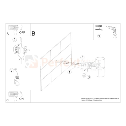 Lampa ścienna kinkiet KUKKIA czarny TH.005CZ Thoro montaż perfektmarket.webp