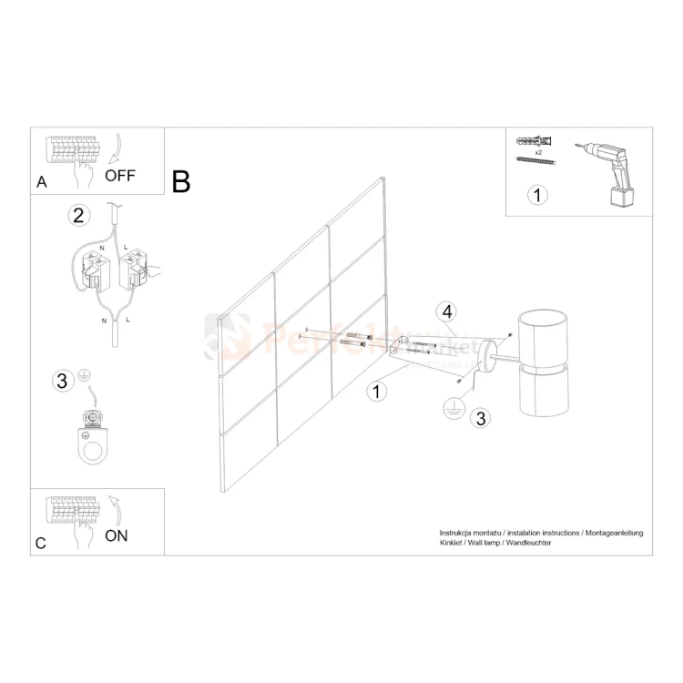 Lampa ścienna kinkiet KUKKIA czarny TH.005CZ Thoro montaż perfektmarket.webp