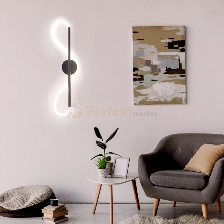 Kinkiet LED spirala EMMA czarny 19W 4000K aranżacja perfektmarket.webp