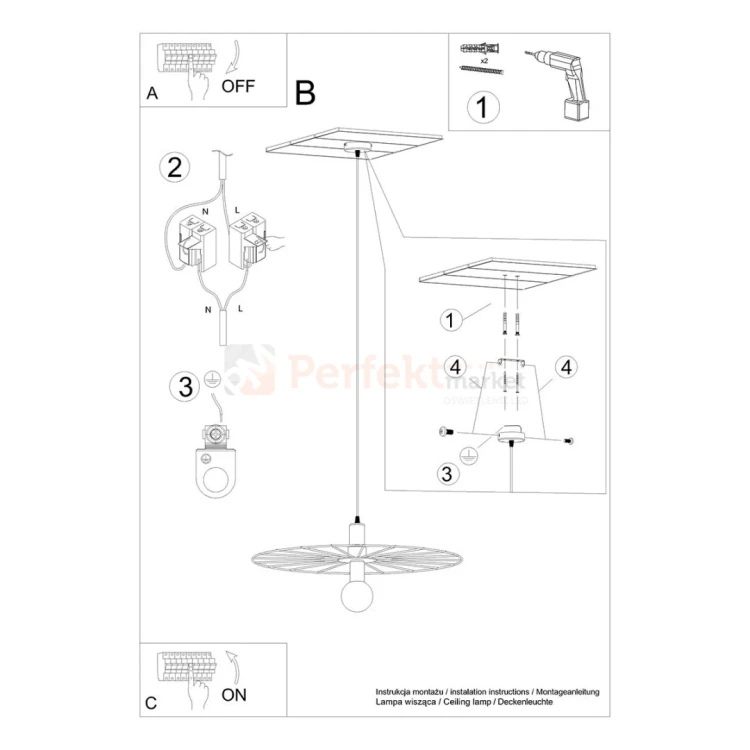 Lampa wisząca SIRKEL 60 czarna Thoro TH.146 montaż perfektmarket.webp