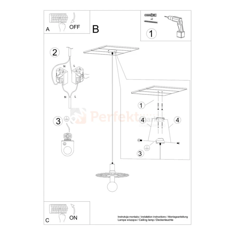 Lampa wisząca SIRKEL 30 czarna Thoro TH.144 montaż perfektmarket.webp