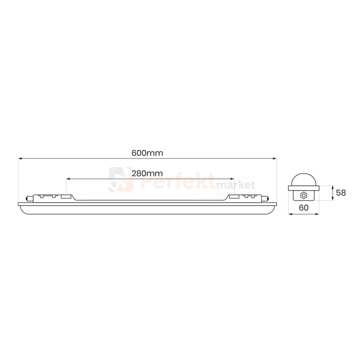 Oprawa hermetyczna LED GIN 18W 60cm 1850lm 4000K IP65 wymiary perfektmarket.webp