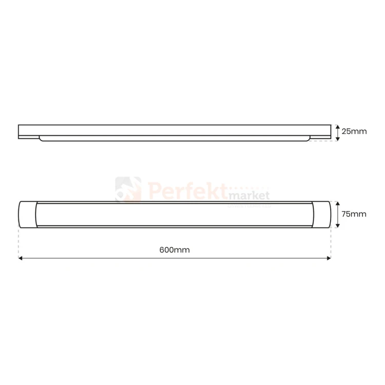 Lampa LED do garażu piwnicy warsztatu Batten 60 cm 18W 4000K czarna wymiary perfektmarket.webp