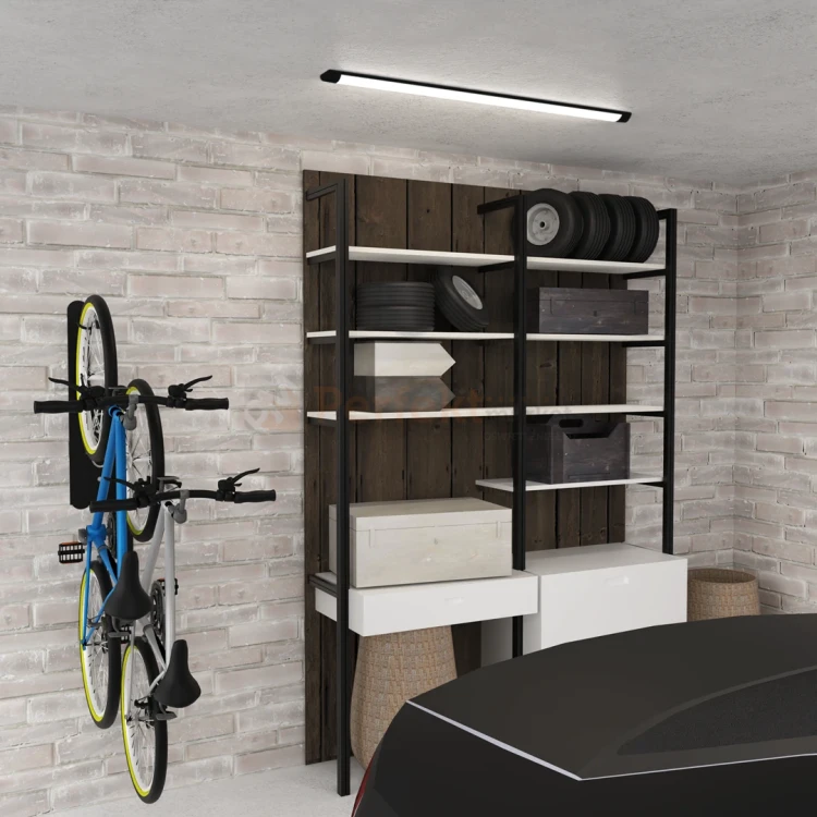 Lampa LED do garażu piwnicy warsztatu Batten 90 cm 27W 4000K czarna aranżacja perfektmarket.webp