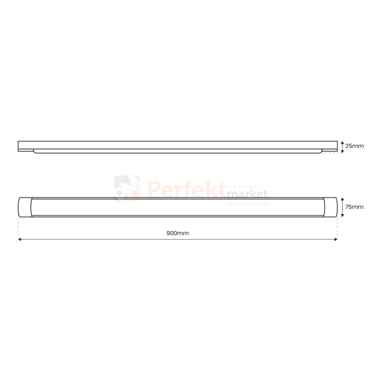 Lampa LED do garażu piwnicy warsztatu Batten 90 cm 27W 4000K czarna wymiary perfektmarket.webp
