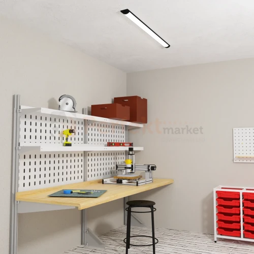 Lampa LED do garażu piwnicy warsztatu Batten 120 cm 36W 4000K czarna aranż perfektmarket.webp