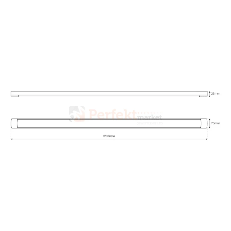 Lampa LED do garażu piwnicy warsztatu Batten 120 cm 36W 4000K czarna wymiary perfektmarket.webp