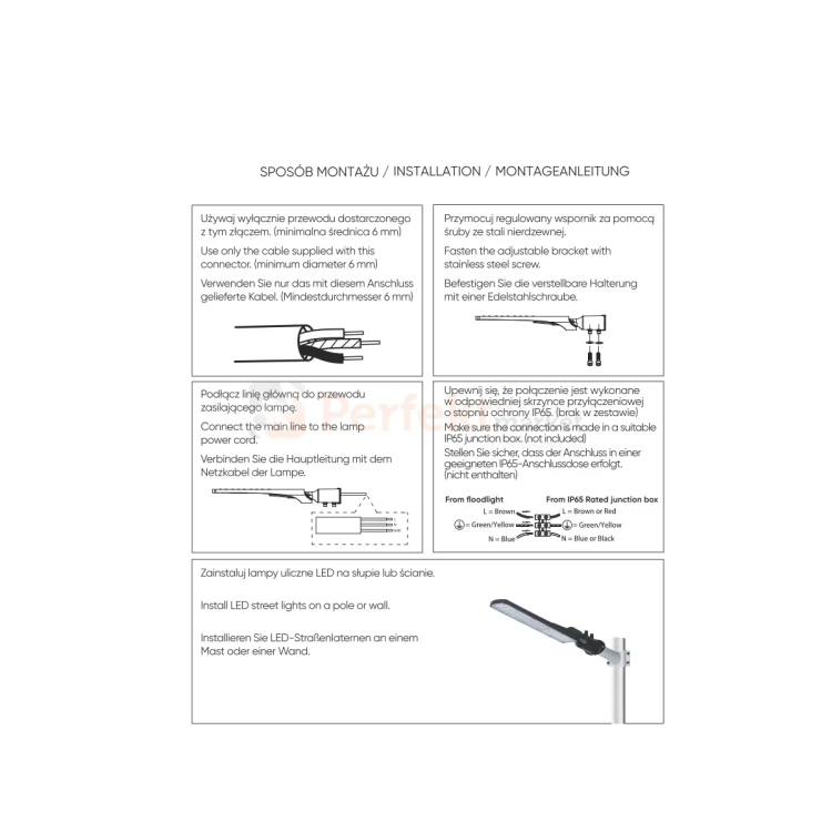 Oprawa drogowa LED LITE FLAMINGO 30W 4000K 3000lm szara montaż perfektmarket.webp