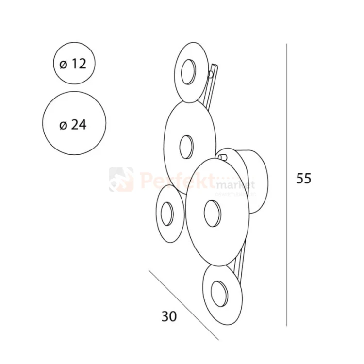 Lampa ścienna kinkiet kryształ szkło Maxlight Allure 5L W0357 wymiary perfektmarket.webp