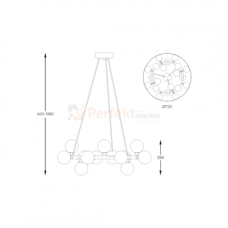lampa wisząca złota szklane kule BOBO zuma line wymiary perfektmarket.webp