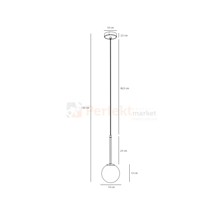lampa wisząca szklana kula mosiądz BOSSO XS 14 cm Aldex wymiary perfektmarket.webp