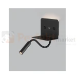 kinkiet ścienny LED z półką i ładowarką USB regulowany czarny VERA AZ3201 1 perfektmarket.webp
