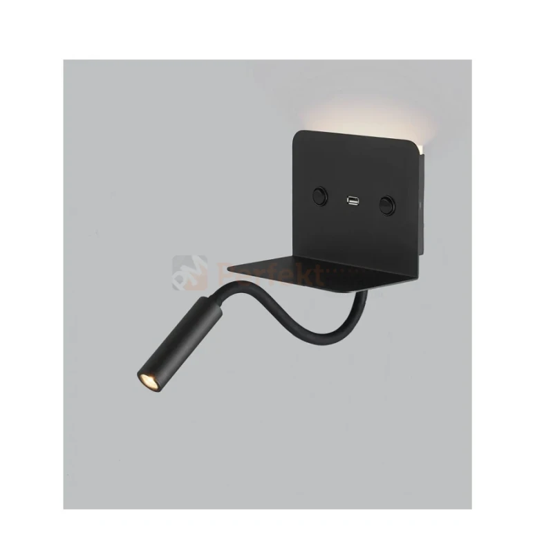 kinkiet ścienny LED z półką i ładowarką USB regulowany wymiary perfektmarket.webp