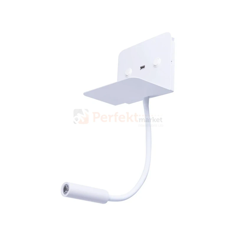 kinkiet ścienny LED z półką i ładowarką USB regulowany wymiary perfektmarket.webp