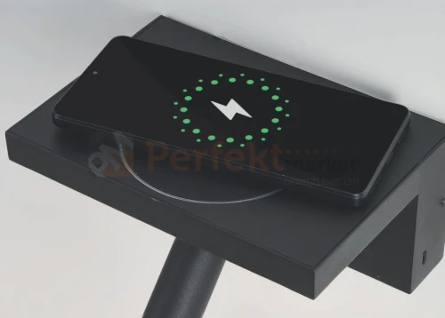 kinkiet ścienny LED HYLLA WALL z ładowarką indukcyjną czarny AZ5910 aranżacja perfektmarket.webp