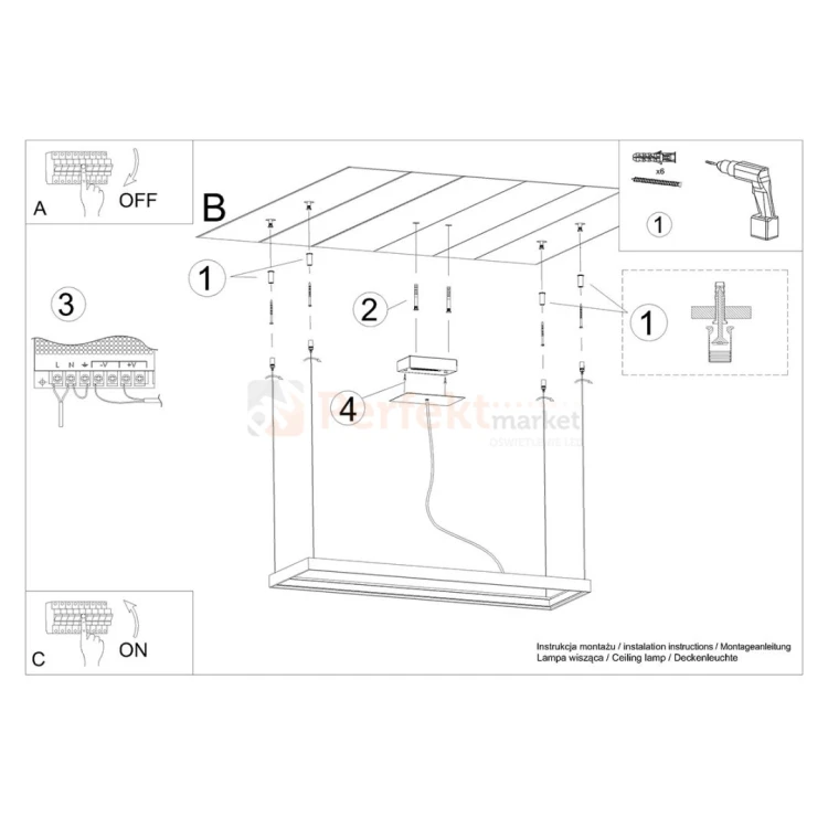 Lampa wisząca LED TUULA M biała 100 cm 3000K Thoro TH.159 montaż perfektmarket.webp