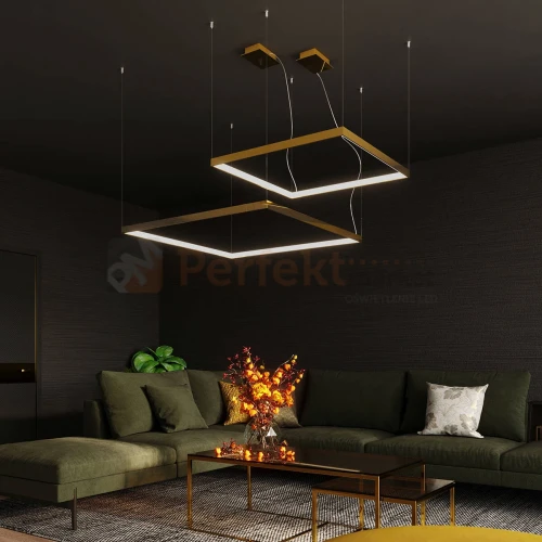 Lampa wisząca LED NELYA M złota 80 cm 3000K Thoro TH.149 aranżacja.webp