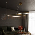 Lampa wisząca LED NELYA M złota  80cm Thoro aranżacja perfektmarket.webp