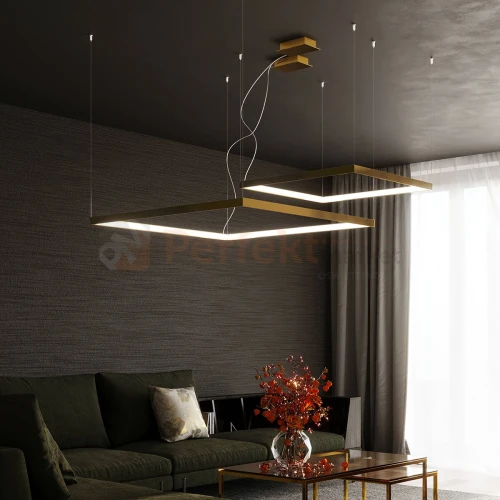 Lampa wisząca LED NELYA M złota  80cm Thoro aranżacja perfektmarket.webp