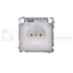 Gniazdo wtyczkowe pojedyncze w wersji IP44 - klapka w kolorze transparentnym biały 16A biały 16A oświetlenie_led LED biały Simon Basic BMGZ1B.01/11A perfektmarket hurtownia_olsztyn