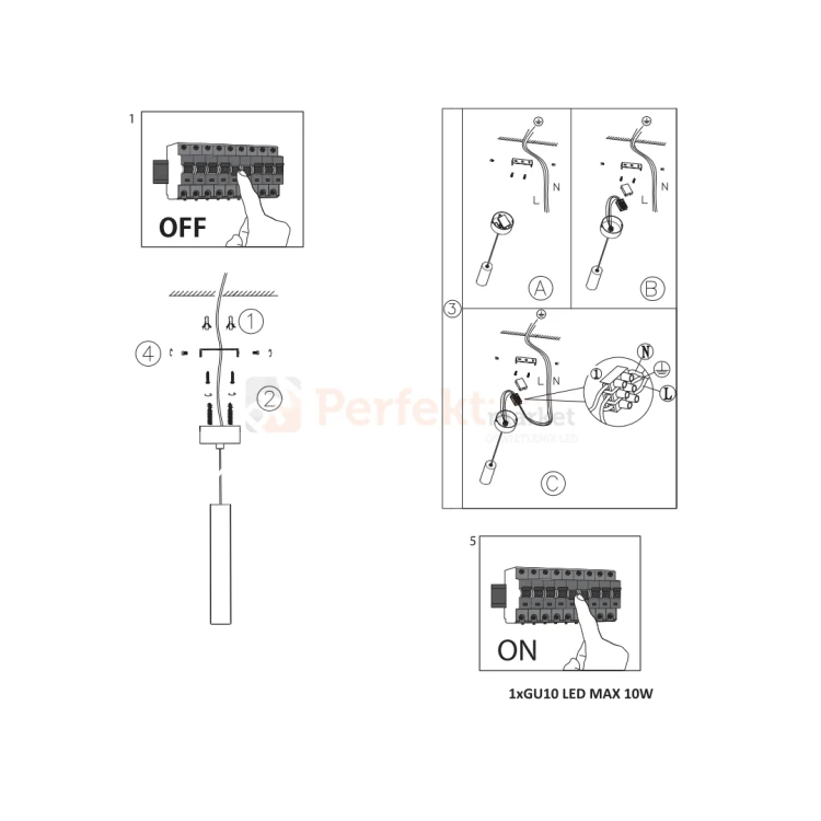 oprawa wisząca tuba wąska MADARA SLIM MR11 GU10 czarna montaż perfektmarket.webp