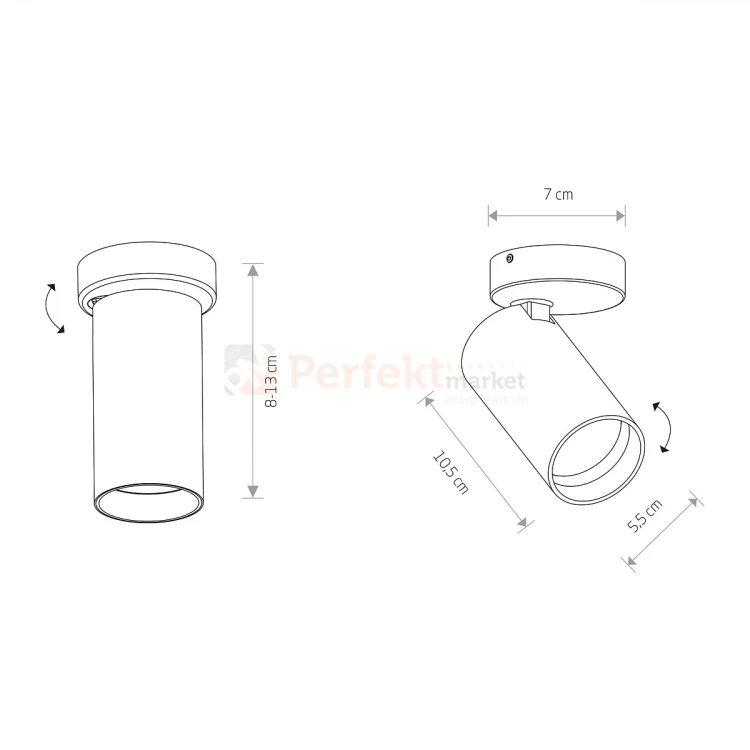 Lampa sufitowa spot regulowany MONO I biało złota 7771 wymiary perfektmarket.webp