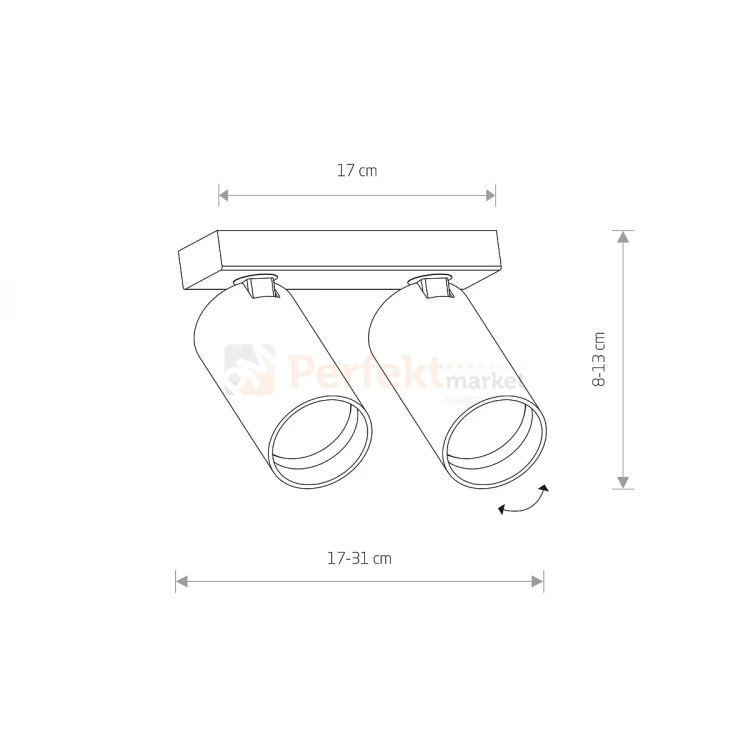Lampa sufitowa spot regulowany MONO II wymiary perfektmarket.webp