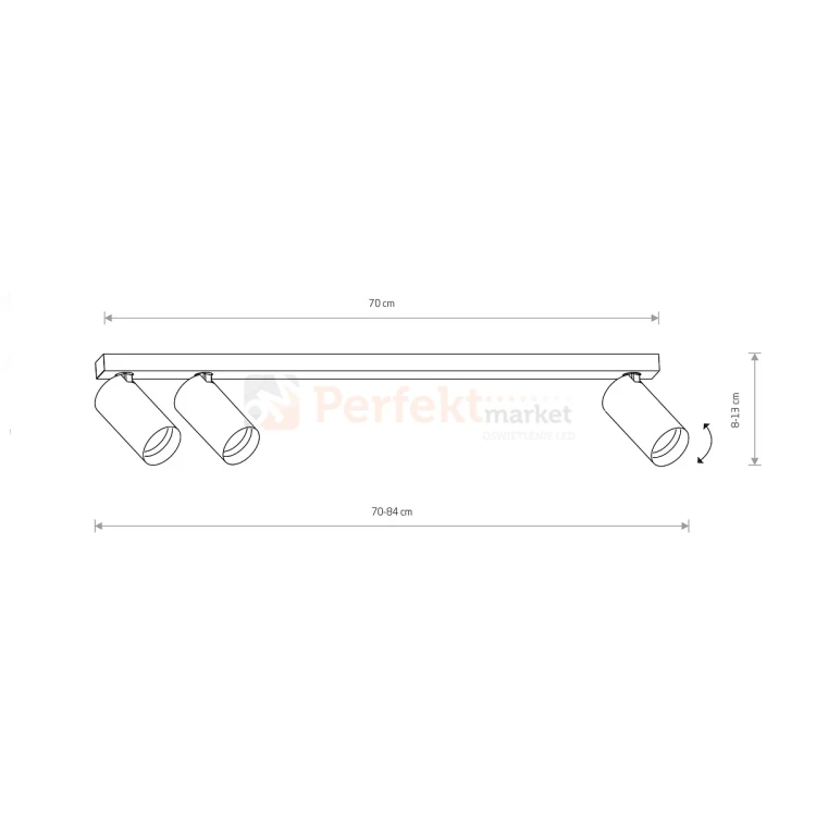 Lampa sufitowa spot regulowany MONO III wymiary perfektmarket.webp