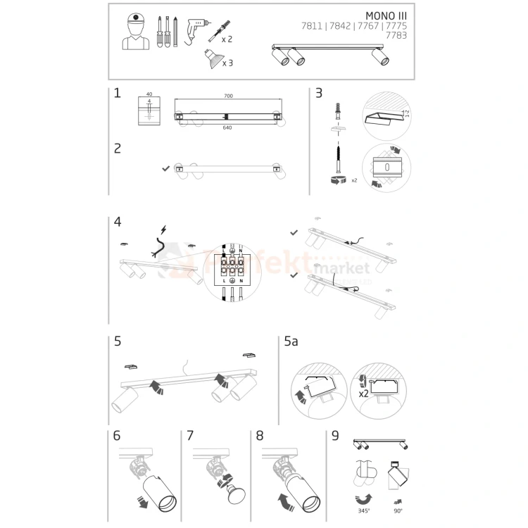 Lampa sufitowa spot regulowany MONO III montaż perfektmarket.webp