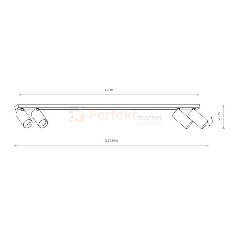 Lampa sufitowa spot regulowany listwa MONO IV wymiary perfektmarket.webp