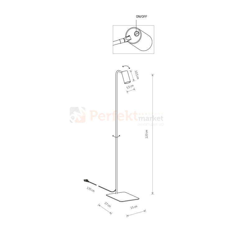 lampa podłogowa stojąca biała MONO 7714 wymiary perfektmarket.webp