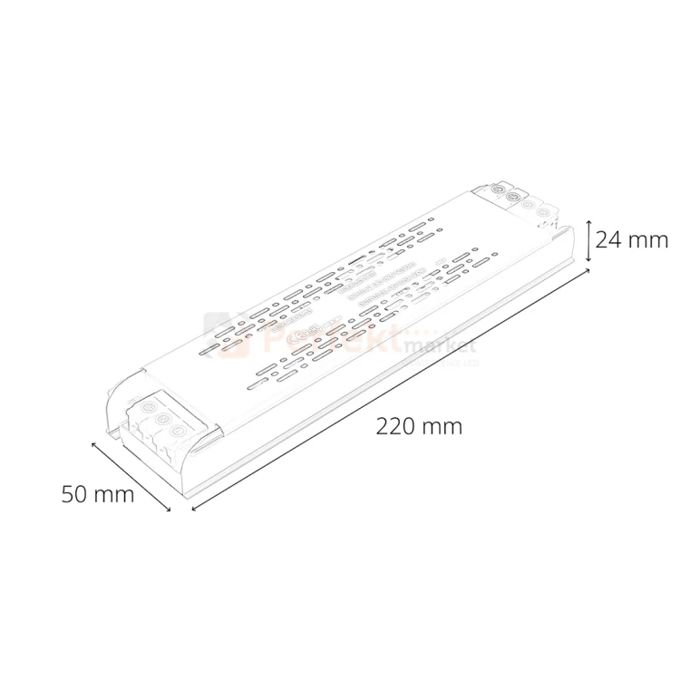 zasilacz instlacyjny 48V DC 200W 4,16A IP20 szybkozłącza wymiary perfektmarket.webp
