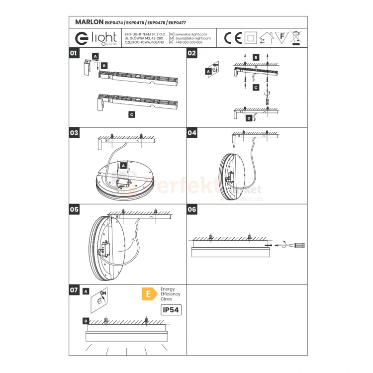 Plafon LED IP54  Marlon IP54 montaż perfektmarket.webp