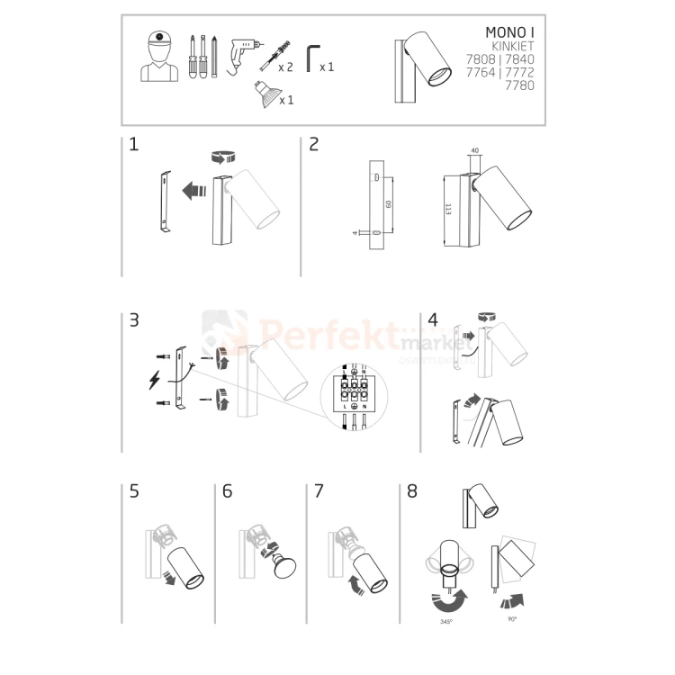 Lampa ścienna kinkiet MONO Nowodvorski monitaż perfektmarket.webp