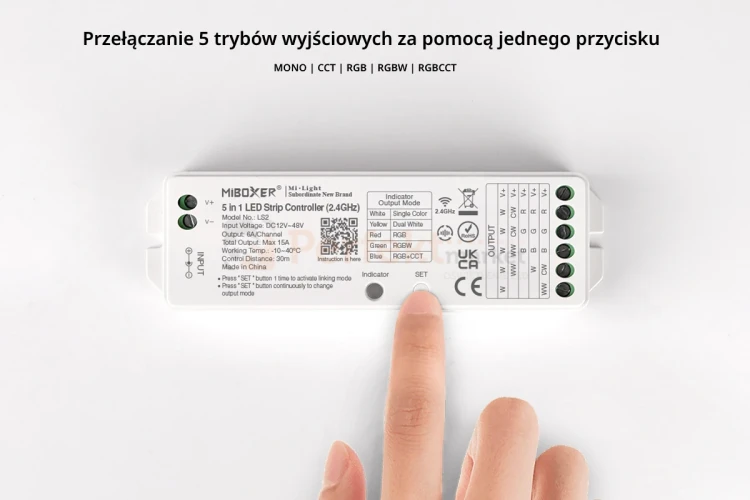 ls2 uniwersalny odbiornik do taśm LED 5w1 miboxer wybór trybu pracy perfektmarket.webp