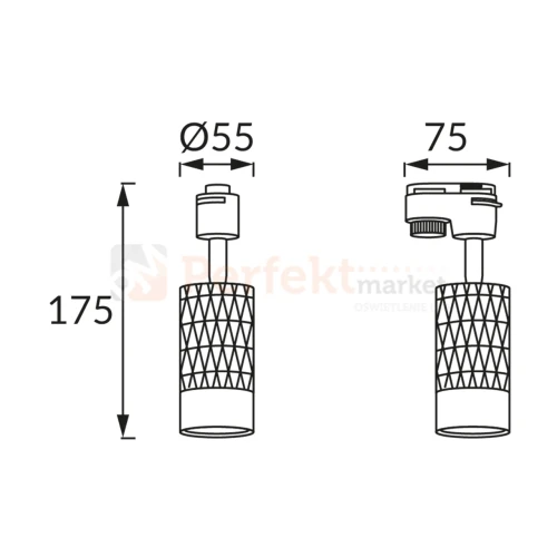 oprawa na szynoprzewód 1f MATA TRA GU10 GOLD-BLACK ideus size perfektmarket.webp